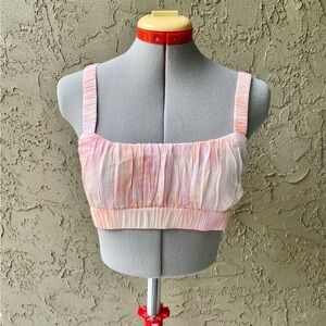 Adorable Pink & Orange Water coloured Cropped Tank Top